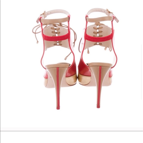 NIB Alepel red and gold chaîne Leather Heels - Picture 3 of 5